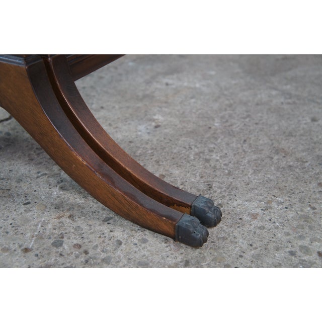 Mid 20th Century Duncan Phyfe Mahogany Tooled Leather Extendable Coffee Table 40-64" For Sale - Image 9 of 13