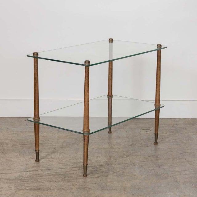 French French Wood and Glass Two-Tier Side Table For Sale - Image 3 of 15