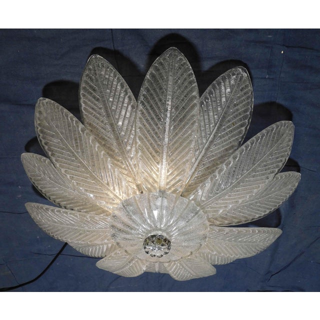 1960s Clear Graniglia Murano Leaves Flush Mount For Sale - Image 6 of 8
