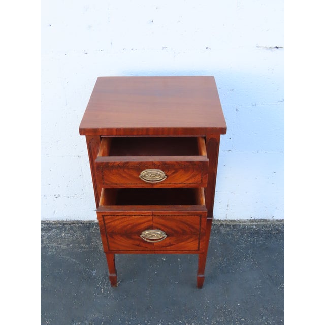 Early 1900s Flame Mahogany Inlay Nightstand Bedside Side End Table 6921 For Sale - Image 14 of 15