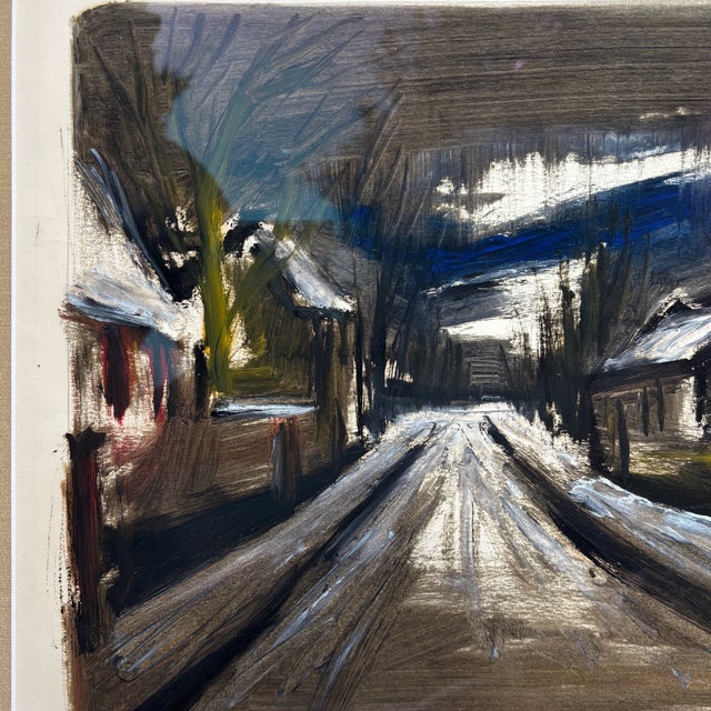 Wood Signed Mid-Century American Painting, Newly Framed in Museum Glass & Walnut Frame For Sale - Image 7 of 15