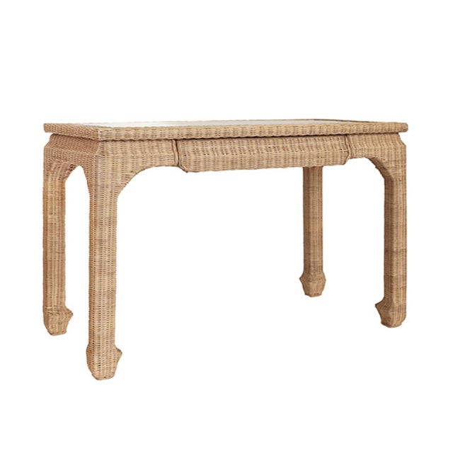 Rustic Matthew Izzo Home Verra Rattan Ming Style Desk For Sale - Image 3 of 7