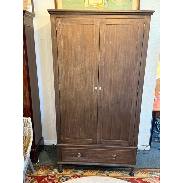French Restoration Hardware Maison Armoire, Antiqued Coffee For Sale - Image 3 of 12