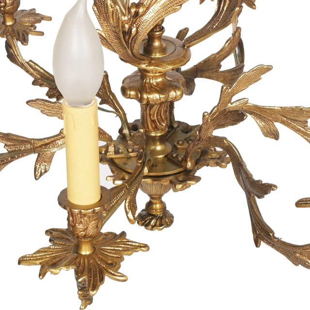 Antique Gilded Bronze 6 Light Chandelier For Sale - Image 11 of 15