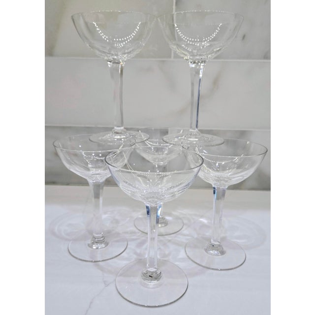 Elevate your barware collection with this elegant set of six vintage Hoya crystal champagne coupe glasses, complete with...