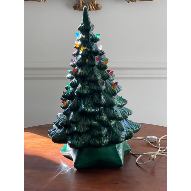 1972 Handmade Ceramic Christmas Tree With Lights For Sale - Image 9 of 10