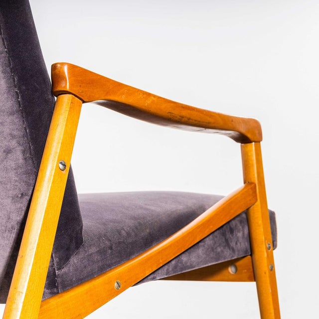 1950s Lounge Chair in Grey Cotton Velvet and Beech by Jaroslav Smidek, 1950s For Sale - Image 5 of 10