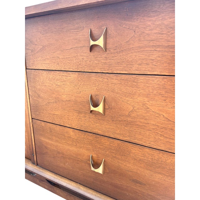 Broyhill Brasilia Long Dresser Lowboy or Credenza in Vintage Mid Century Modern Style, Attributed For Sale - Image 12 of 12