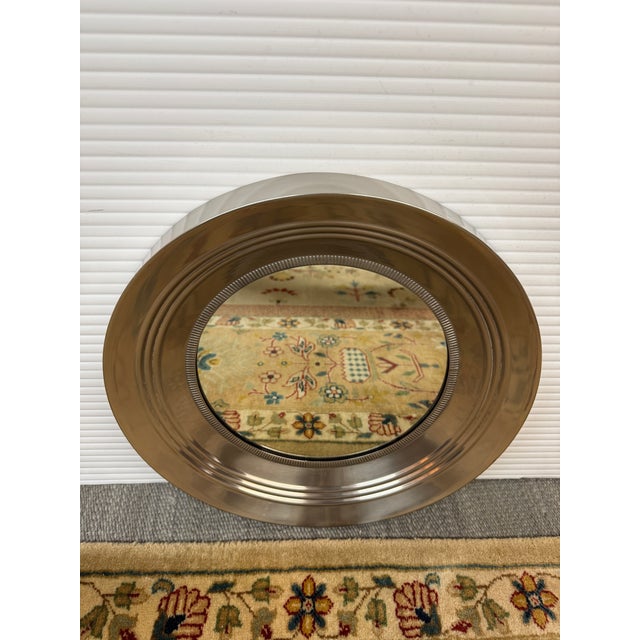 Coastal Stainless Steel Ship Porthole Mirror For Sale - Image 3 of 12