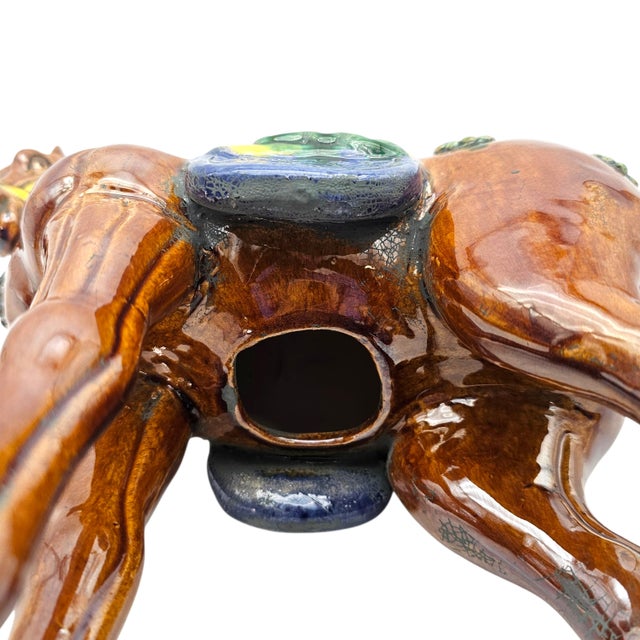 Tang Style Sancai Glaze Ceramic War Horse Sculpture, 12.5" For Sale - Image 15 of 15