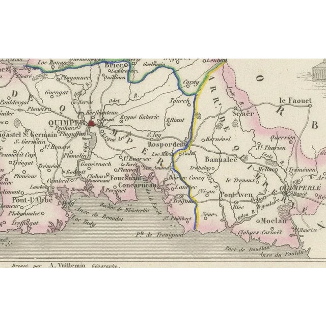 Map of Finistère France with Brest, 1800s For Sale - Image 4 of 10
