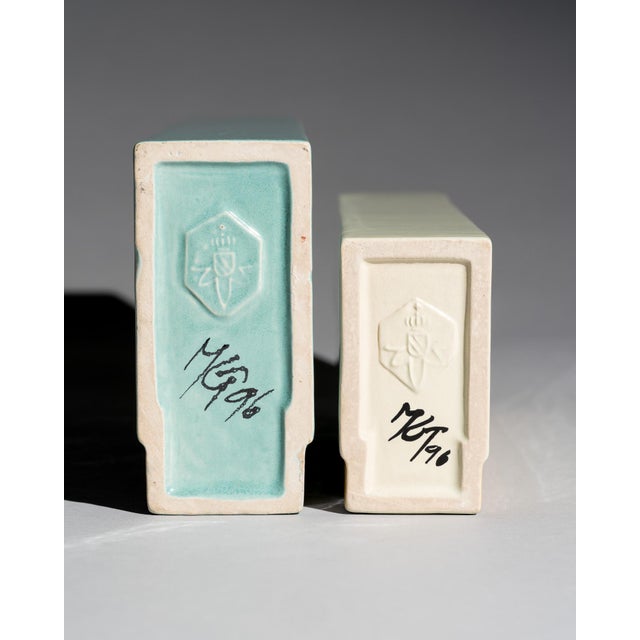 Vintage Geometric Ceramic Vases by Karl Till for Staatliche Majolika Karlsruhe, 1996, Set of 2 For Sale - Image 14 of 17