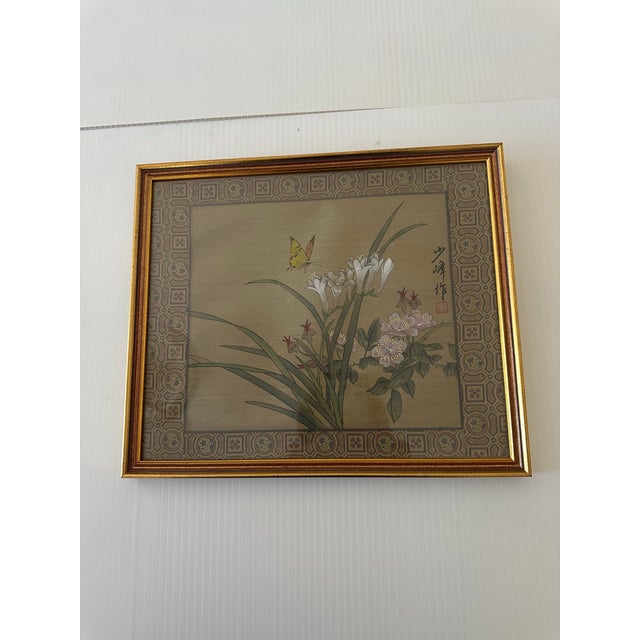 1990s Vintage Chinese Framed Silk Prints - Set of 2 For Sale - Image 5 of 7