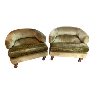 Mid-Century Modern Barrel Back Club Chairs on Casters - a Pair For Sale