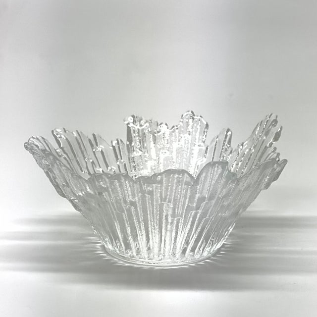 1970s Northern Lights Revontulet Ice Glass Bowl by Tauna Wirrkala for Humppila Finland 1970s For Sale - Image 5 of 7