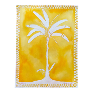 Yellow Palm With Checker 1 Painting by Lia Burke Libaire