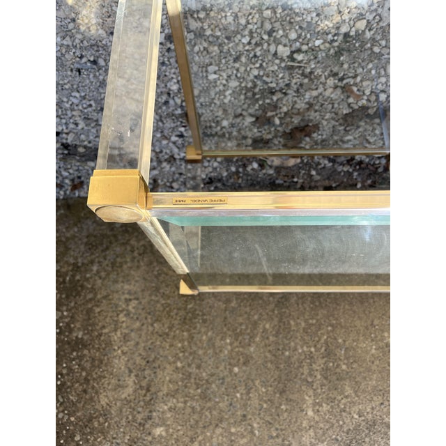 1970s Vintage French Side Table in Brass and Glass Structure by Pierre Vandel, 1970s For Sale - Image 5 of 11