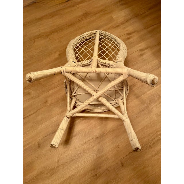 White Vintage White Wicker Vanity Desk and Chair Set | Palm Beach Regency | Boho Chic For Sale - Image 8 of 11