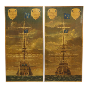 Pair of 17th Century Style French Navy Lithographs, the St. Philippe, C. 1970s
