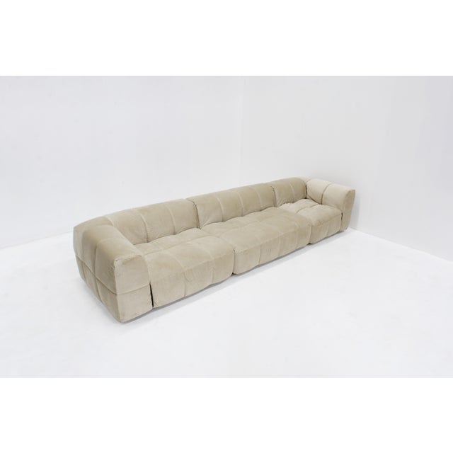 Vintage Modular Strips Sofa in Beige Velvet by Cini Boeri for Arflex, 1970s, Set of 3 For Sale - Image 9 of 11