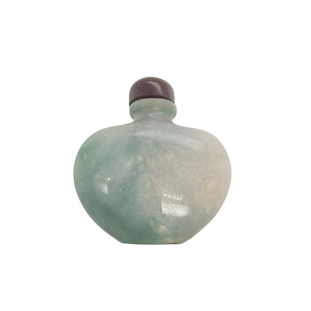Chinese Antique Chinese Mottled Green Jadeite Snuff Bottle, Circa 1900 For Sale - Image 3 of 7