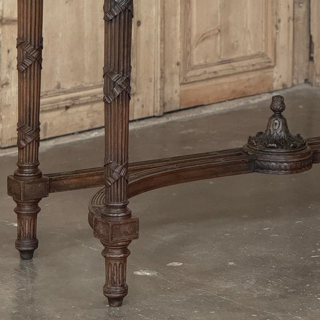 Wood 19th Century Country French Louis XVI Hand-Carved Walnut Console ~ Sofa Table For Sale - Image 7 of 18