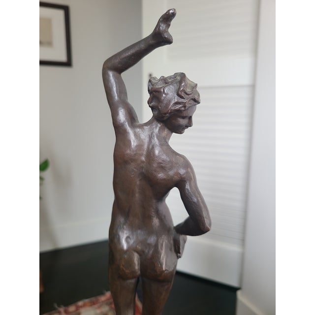 Bronze 1920s Guss H. Noack Antique Art Deco Bronze Sculpture Dancing Nude Woman Figurine For Sale - Image 8 of 18