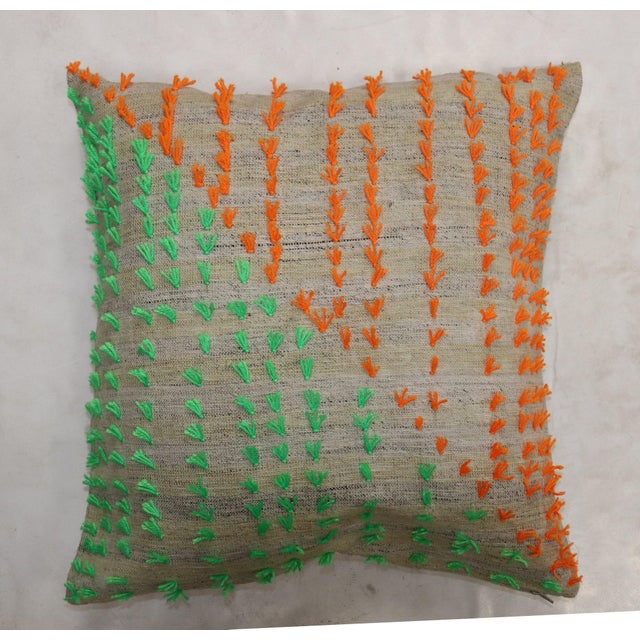 Late 20th Century Colorful Flaring Wool Modern Kilim Pillow For Sale - Image 5 of 5