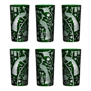 ARTEL Chinoisserie Collection Peacock Highballs in British Racer Green, Set of 6 For Sale