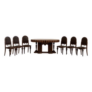 Art Deco Table, Chairs and Sideboards, 1940s, Set of 7 For Sale