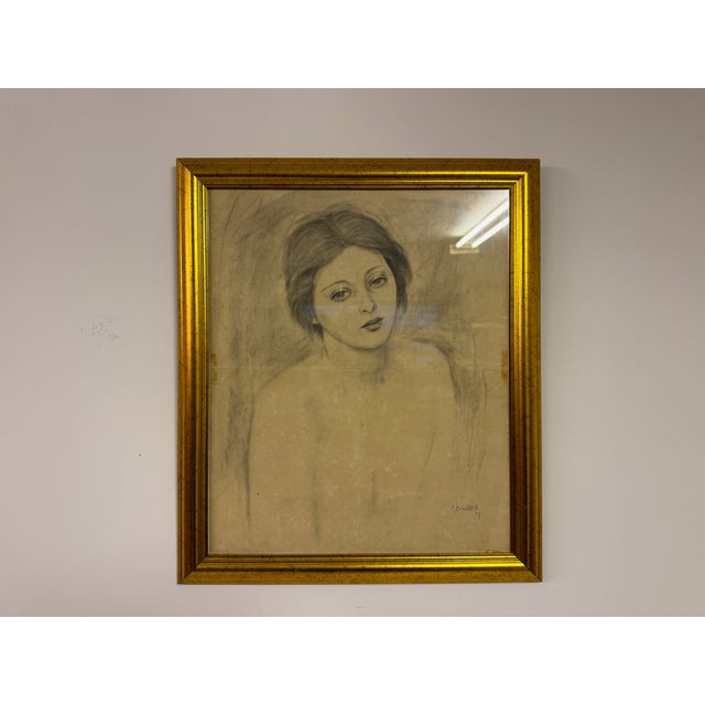 Black Cosgrove, Portrait Study of a Young Woman, 1957, Pencil on Paper, Framed For Sale - Image 8 of 11