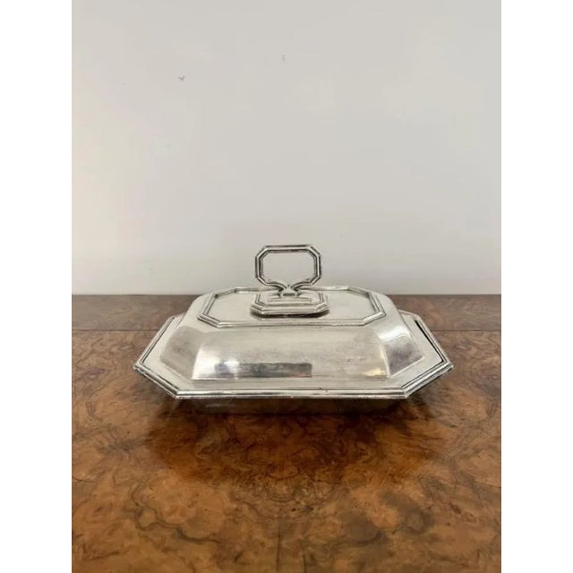 Edwardian Silver-Plated Rectangular Entree Dish, 1900s For Sale - Image 7 of 9
