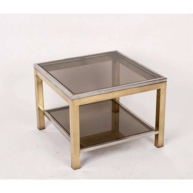 Mid-Century Italian Brass Chrome and Glass Coffee Table, 1970s For Sale - Image 4 of 18