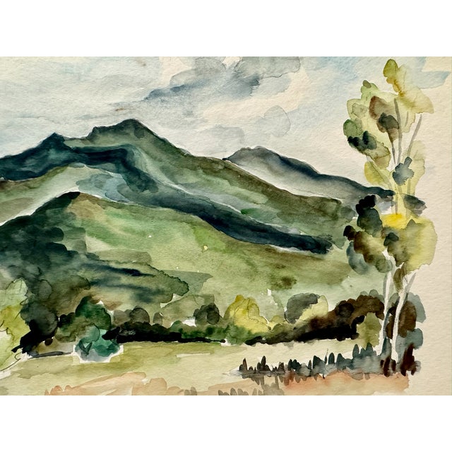 Rustic Henry Emil Salloch Original Watercolor on Paper Mt. Madison and Mt. Adams, New Hampshire. 1954. For Sale - Image 3 of 7