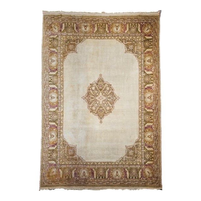 19th Century Handwoven Amritsar Rug, Wool Medallion Design, 10' x 13' For Sale