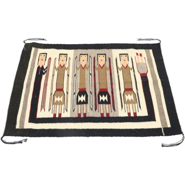 Rustic Antique Yeibichai Navajo-Style Kilim Rug - 02'01 X 02'10 For Sale - Image 3 of 9