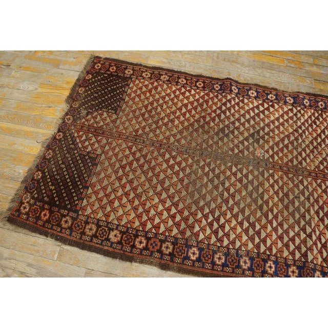Red 1890s Red Tribal Geometric Antique Small Wool Ersari Beshir Muslim Prayer Rug For Sale - Image 8 of 9