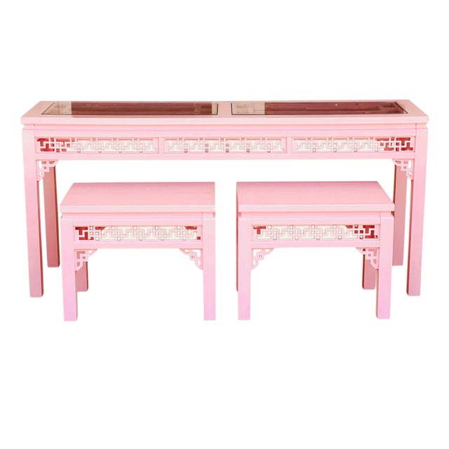 1980’s Chinese Chippendale Fretwork Sofa/Console Table For Sale - Image 15 of 17