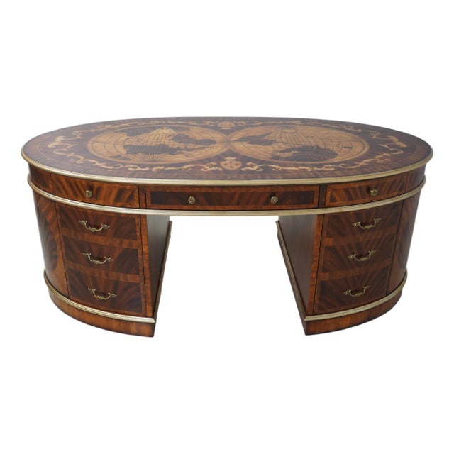 Italian Highly Inlaid World Map Executive Desk For Sale