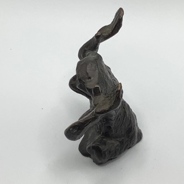 Vtg Bronze Sitting Monkey Business Card Holder For Sale - Image 4 of 9