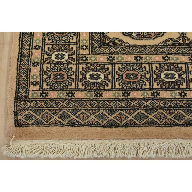 Bokhara Rug 4’3” X 6’2” Beige Wool Tribal Hand-Knotted Oriental Carpet For Sale - Image 9 of 12