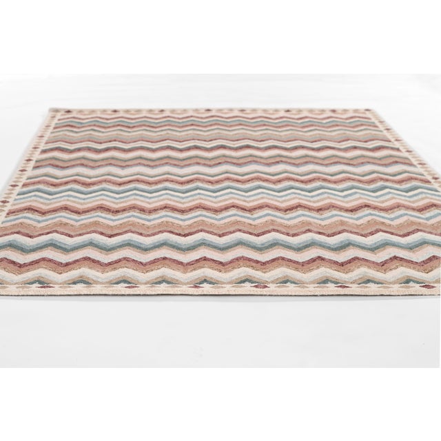 Erin Gates by Momeni Abbot Blue & Taupe Chevron Wool Rug 8' X 10' For Sale - Image 9 of 12