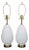 Pair of white molded glass table lamps For Sale