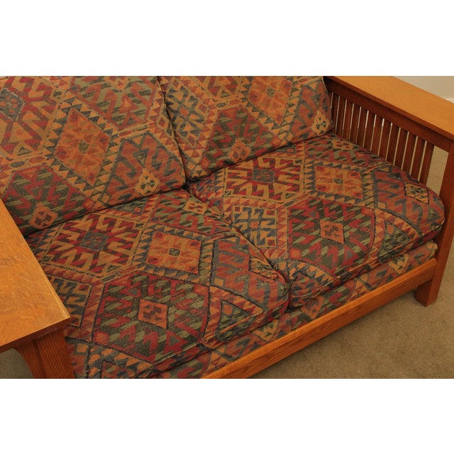 Bassett Mission Style Oak Spindle Loveseat | Chairish
