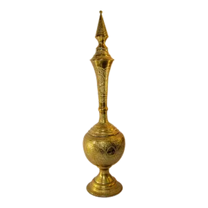 Antique Chiseled Brass Oversized Islamic Mughal Rose Water Perfume Holder Bidri