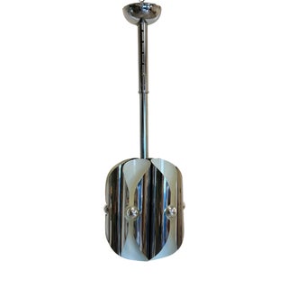 Space Age Chromed Steel Chandelier, 1970s For Sale