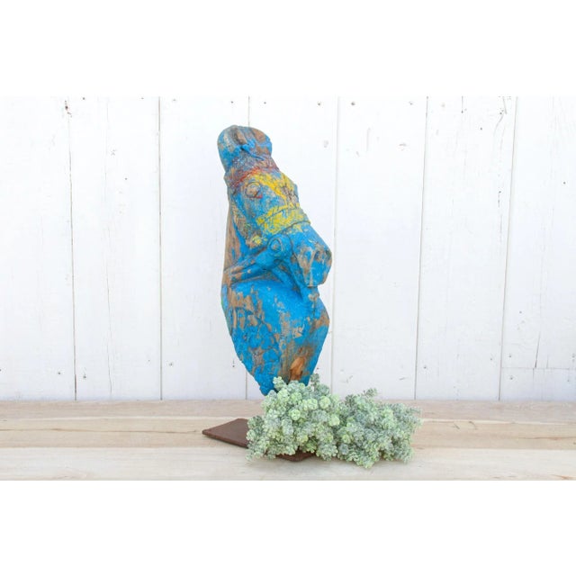 Antique Jodhpur Blue Horse Bust For Sale - Image 9 of 10