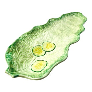 English Majolica Lettuce Ware Platter - Serving Dish - Tray For Sale