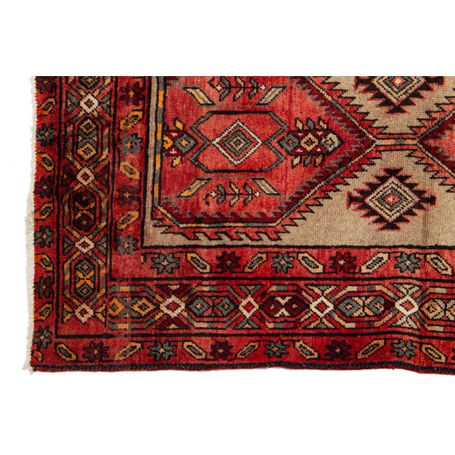 1960s Handmade Wool Runner Vintage Serab With a Tribal Motif in Red For Sale In New York - Image 6 of 7