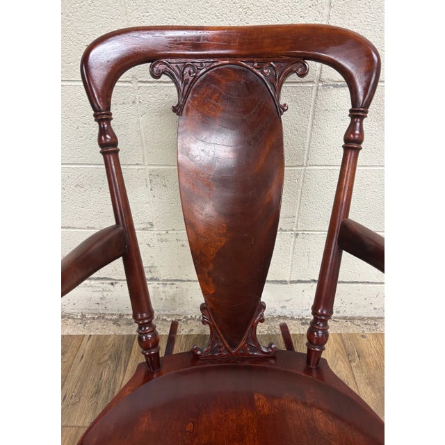 Art Nouveau Vintage Art Nouveau Style Carved Rocking Chair For Sale - Image 3 of 10